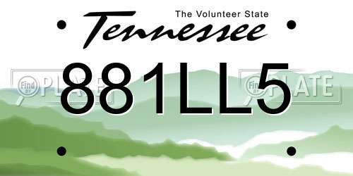 881LL5 Tennessee License Plate