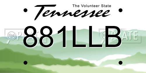 881LLB Tennessee License Plate