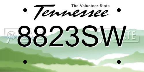 8823SW Tennessee License Plate