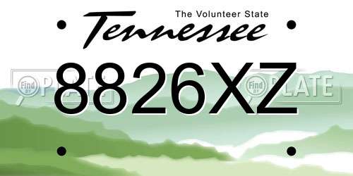 8826XZ Tennessee License Plate