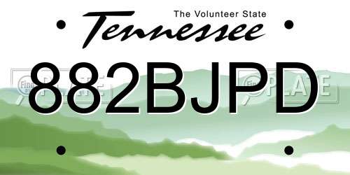 882BJPD Tennessee License Plate