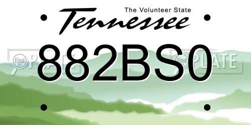 882BS0 Tennessee License Plate