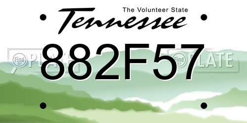 882F57 Tennessee License Plate