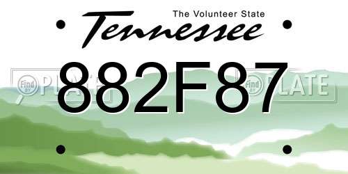 882F87 Tennessee License Plate