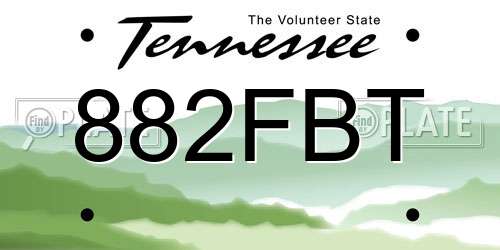 882FBT Tennessee License Plate