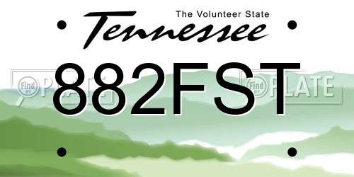 882FST Tennessee License Plate