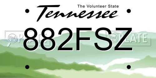 882FSZ Tennessee License Plate