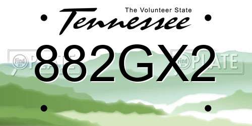 882GX2 Tennessee License Plate