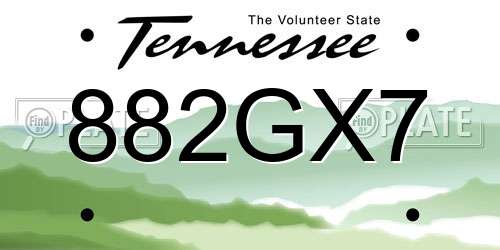 882GX7 Tennessee License Plate