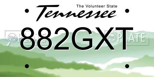 882GXT Tennessee License Plate