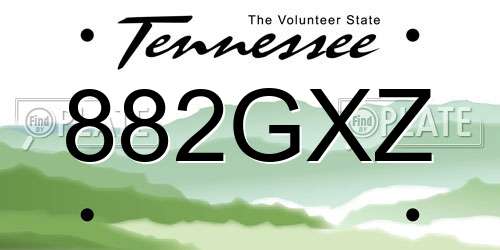 882GXZ Tennessee License Plate