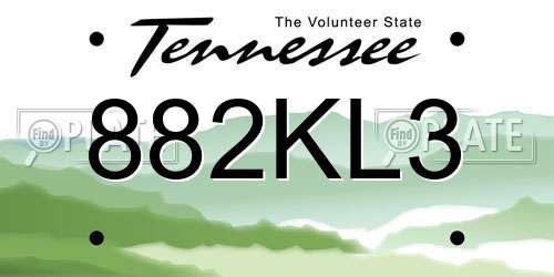 882KL3 Tennessee License Plate