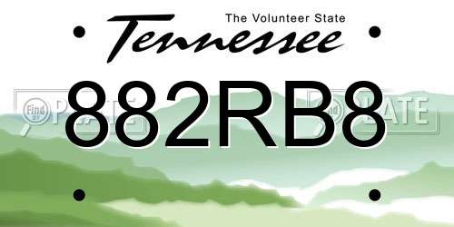 882RB8 Tennessee License Plate