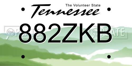 882ZKB Tennessee License Plate