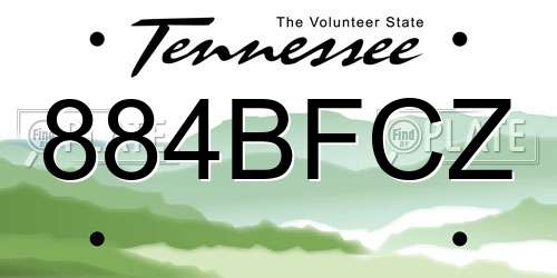 884BFCZ Tennessee License Plate