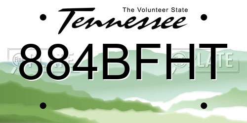 884BFHT Tennessee License Plate
