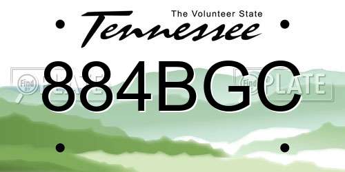 884BGC Tennessee License Plate