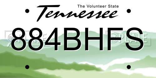 884BHFS Tennessee License Plate