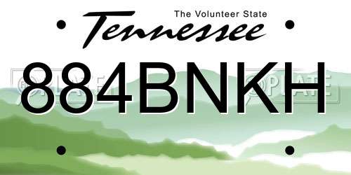 884BNKH Tennessee License Plate