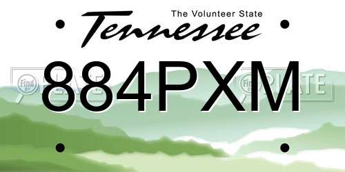 884PXM Tennessee License Plate