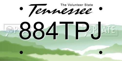 884TPJ Tennessee License Plate