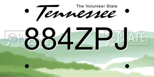 884ZPJ Tennessee License Plate