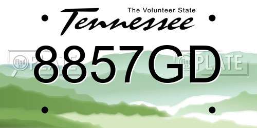 8857GD Tennessee License Plate