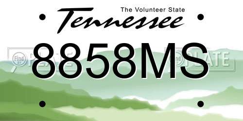 8858MS Tennessee License Plate