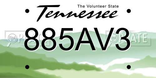 885AV3 Tennessee License Plate