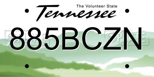 885BCZN Tennessee License Plate