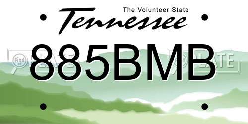 885BMB Tennessee License Plate
