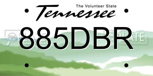 885DBR Tennessee License Plate