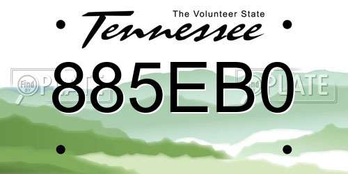 885EB0 Tennessee License Plate