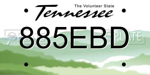 885EBD Tennessee License Plate