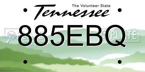 885EBQ Tennessee License Plate