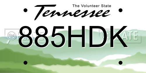 885HDK Tennessee License Plate
