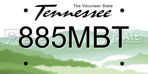 885MBT Tennessee License Plate