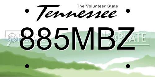885MBZ Tennessee License Plate