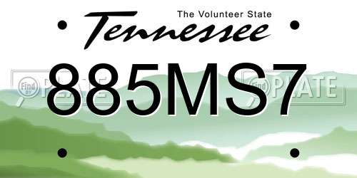 885MS7 Tennessee License Plate