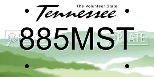 885MST Tennessee License Plate