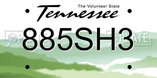 885SH3 Tennessee License Plate