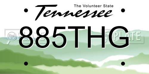 885THG Tennessee License Plate