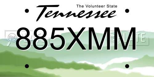 885XMM Tennessee License Plate