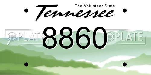 8860 Tennessee License Plate
