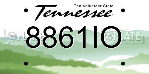 8861IO Tennessee License Plate