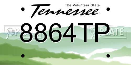 8864TP Tennessee License Plate