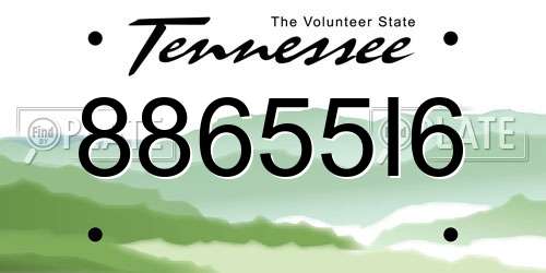 88655I6 Tennessee License Plate