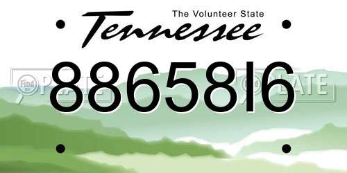 88658I6 Tennessee License Plate