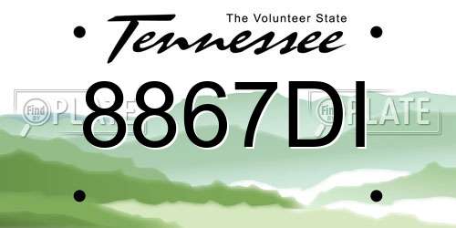8867DI Tennessee License Plate