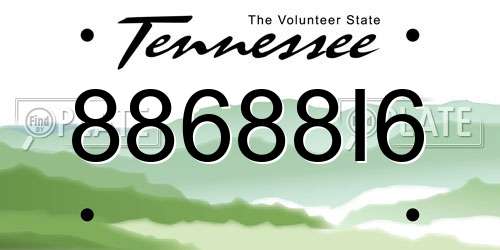 88688I6 Tennessee License Plate